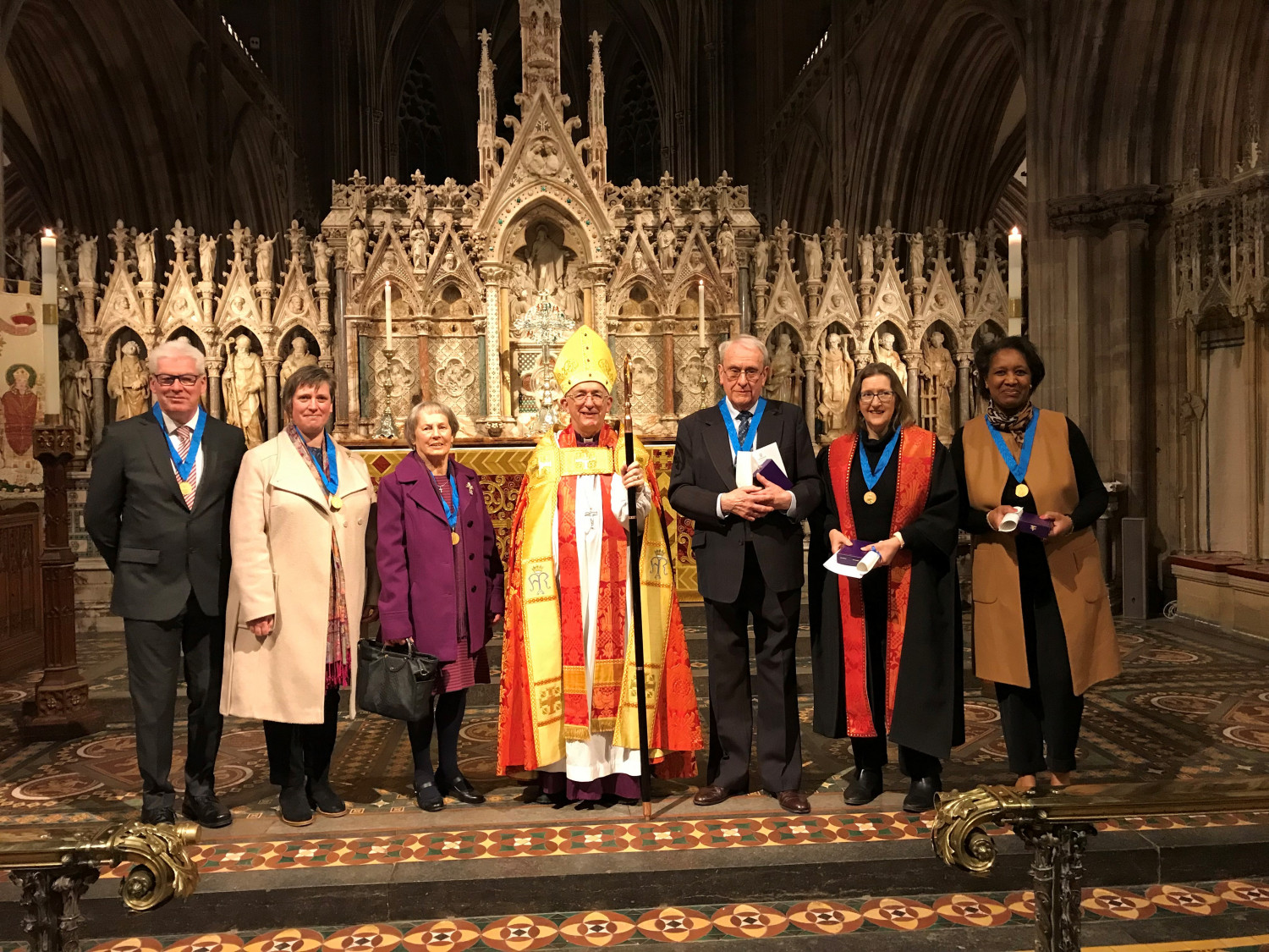 St Chad's medal recipients with Bishop Michael
