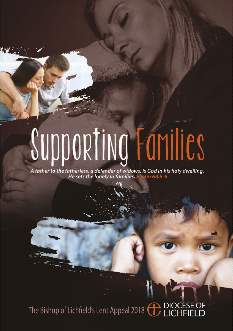 Bishop of Lichfield's Lent Appeal 2018 poster: theme is Supporting Families. Quote from Psalm 68:5-6.