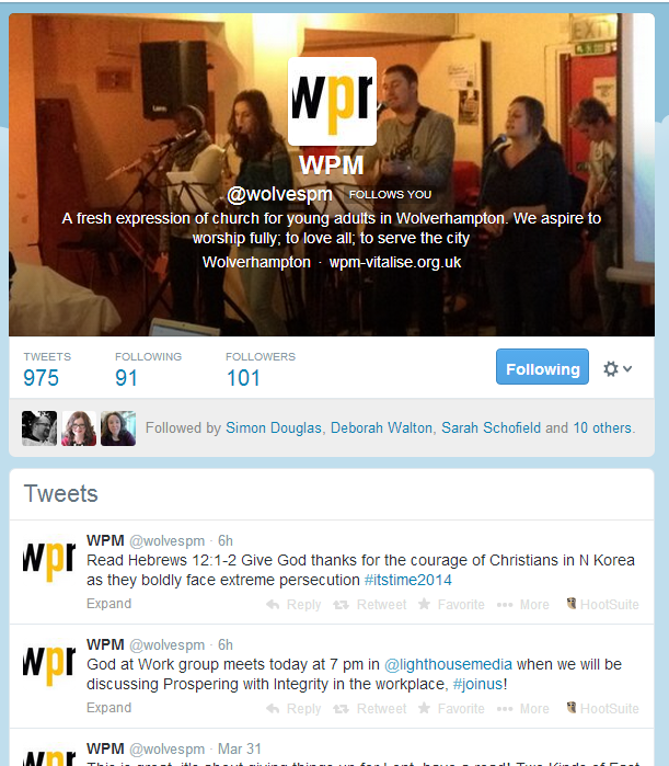 Twitter page of WPM