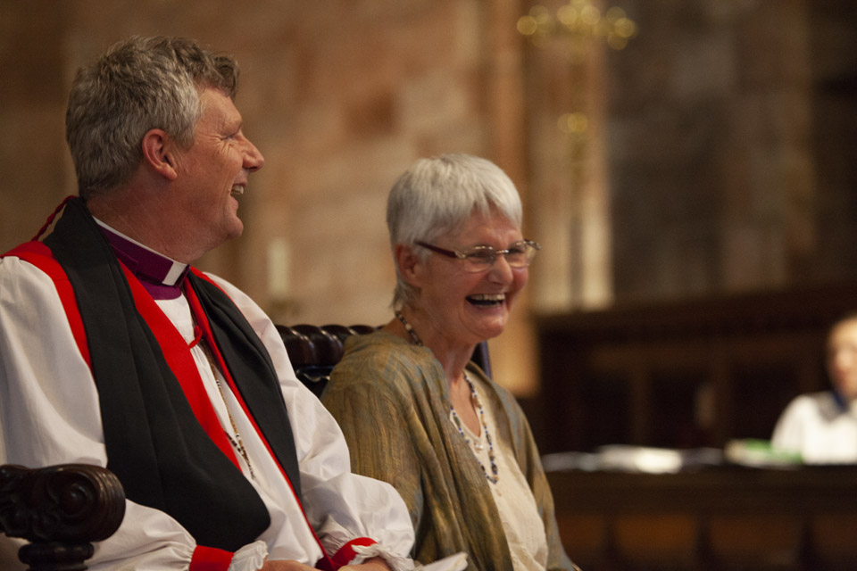 Mark and Mandy laughing as they enjoy an anecdote in the tributes paid to their ministry