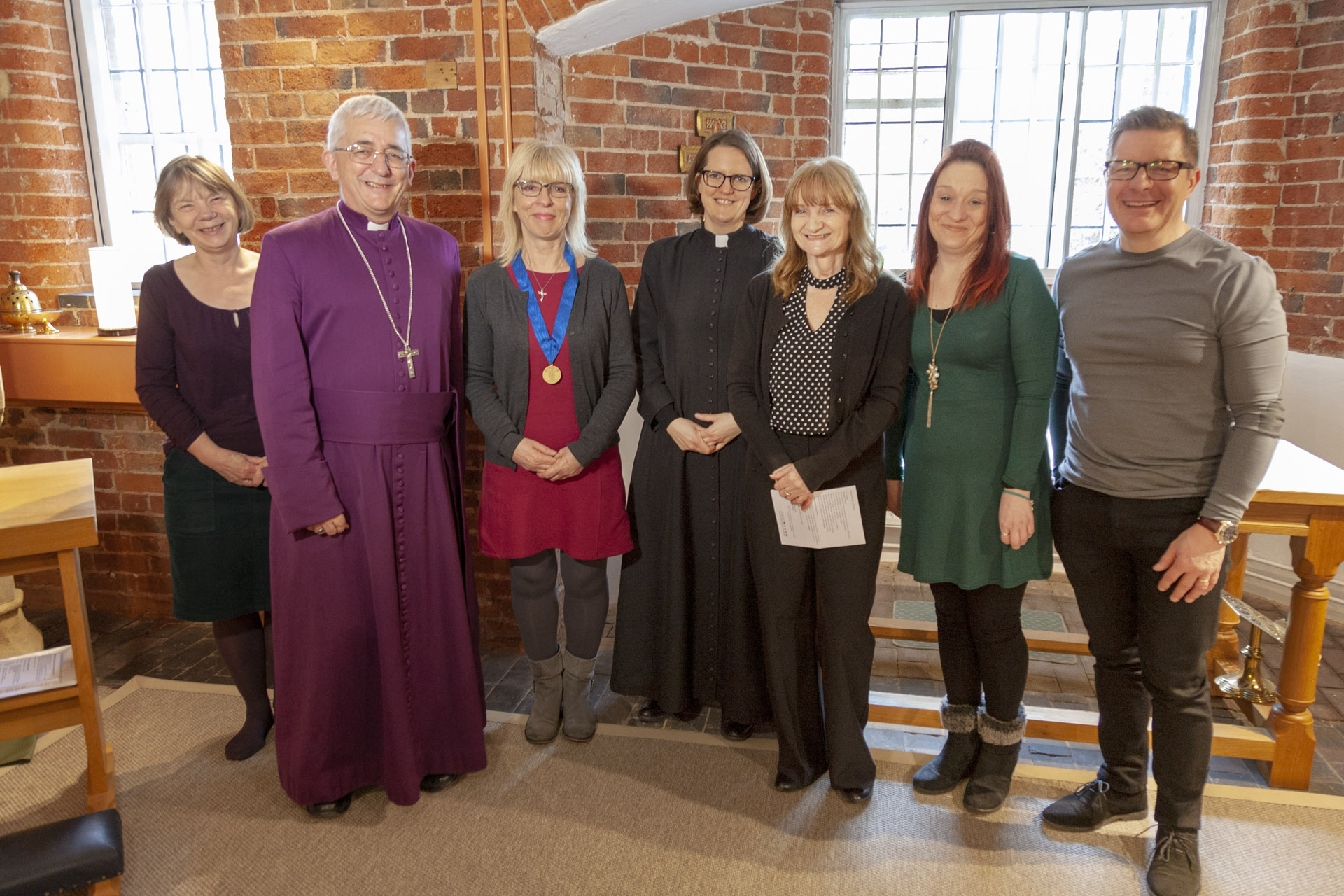 Julia & Bishop Michael Ipgrave, Eileen Reynolds, Revd Rebecca Lloyd and supporters in Bishop Michael's Chapel